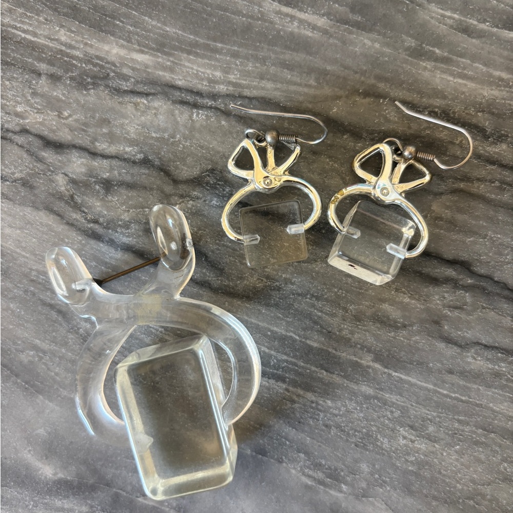 Vintage 1940’s Bakelite Earrings and Brooch Set- Ice Cubes